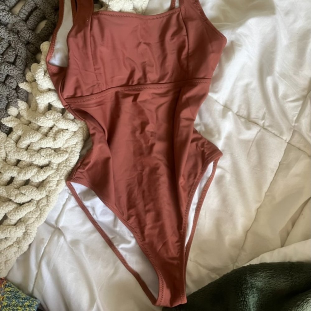 Trendy brown one piece swimsuit